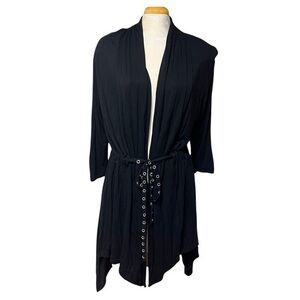 Melanie Lyne Women’s Black Tie Waist Cardigan - Size Large